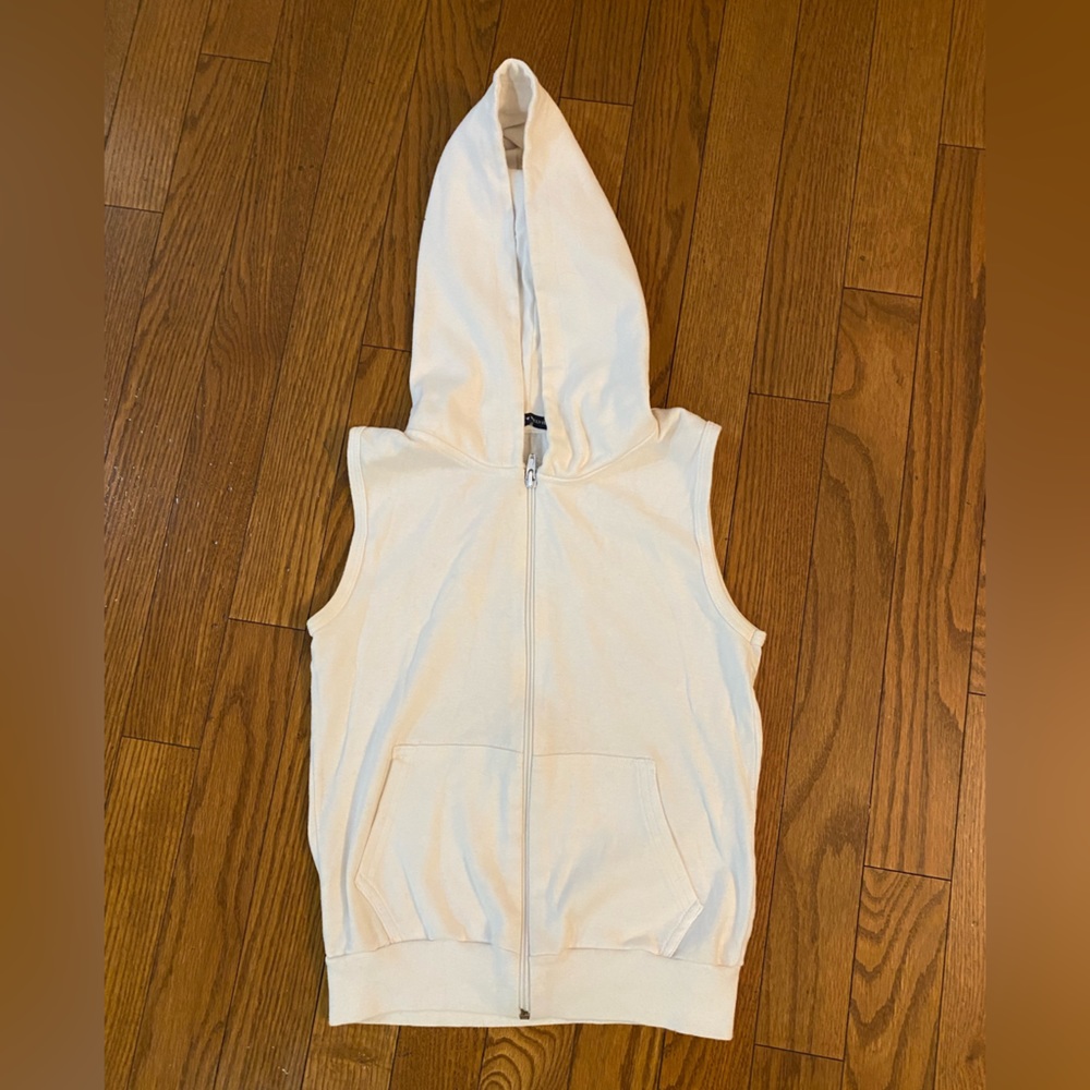 Brandy Melville | White Cropped Hoodie Vest
